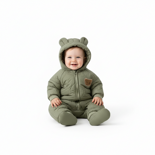 Baby Vinteroveralls med Hætte og Bjørnemotiv