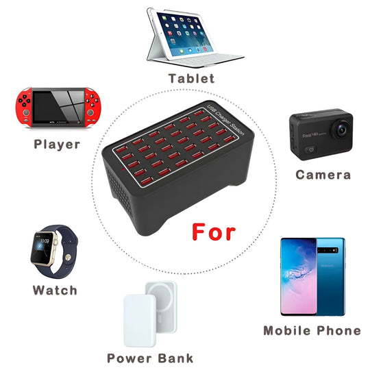 30-Port USB-A Opladningsstation til Hurtig Opladning 8