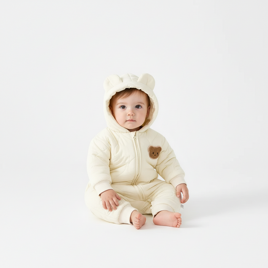 Baby Vinteroveralls med Hætte og Bjørnemotiv