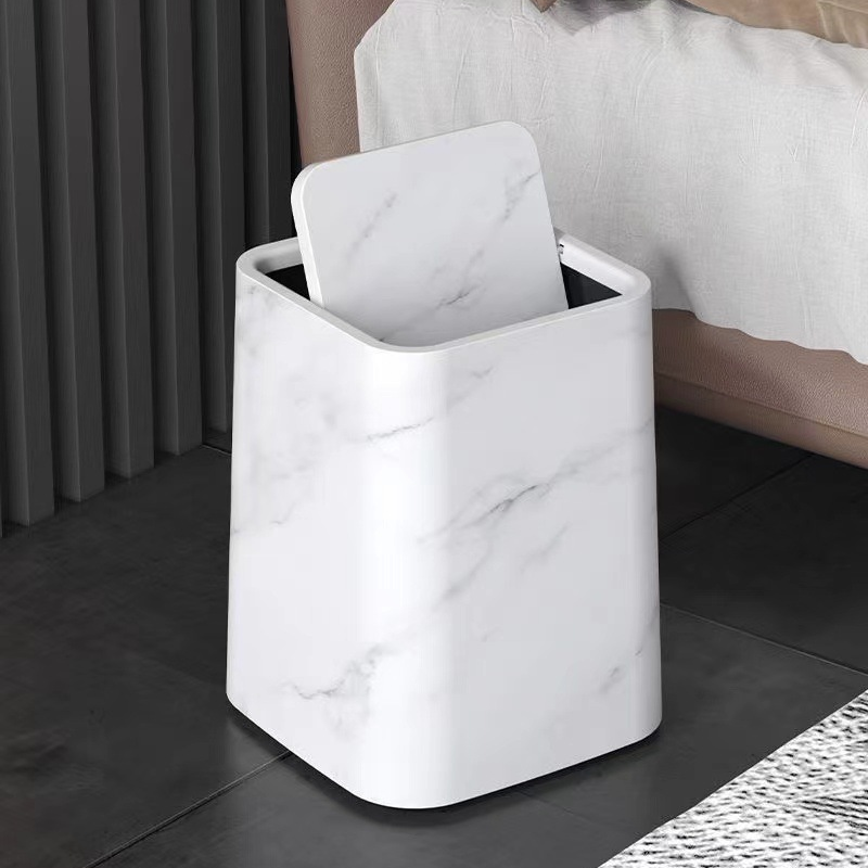 Affaldsspand med Svinglåg i Marmor Design 4