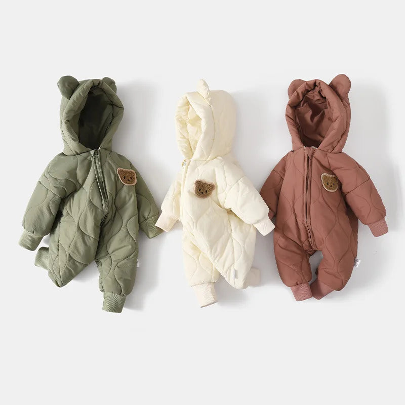 Baby Vinteroveralls med Hætte og Bjørnemotiv 1
