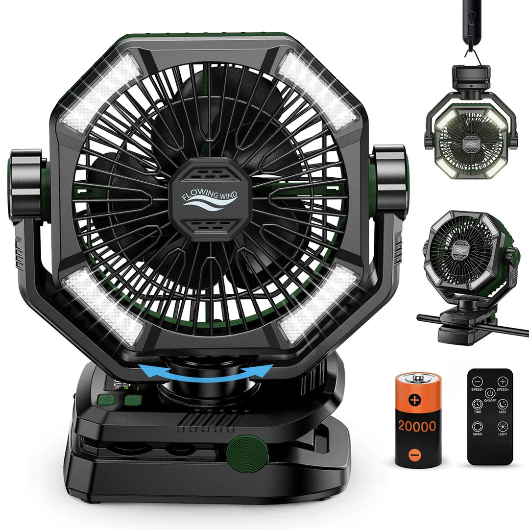 Bærbar Campingventilator Med 20000mAh Batteri Og 4 LED Lanterner 9