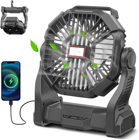Bærbar Campingventilator med LED Lanterne 0