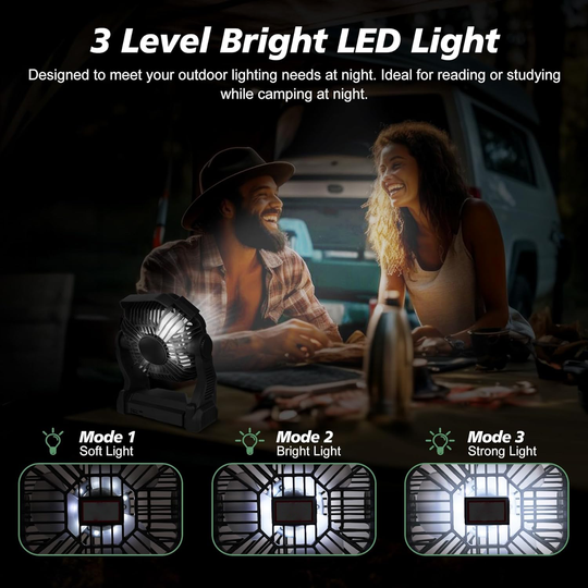 Bærbar Campingventilator med LED Lanterne 5