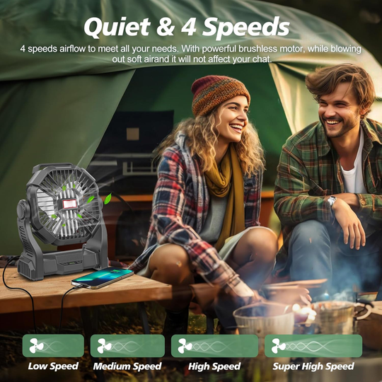 Bærbar Campingventilator med LED Lanterne 6