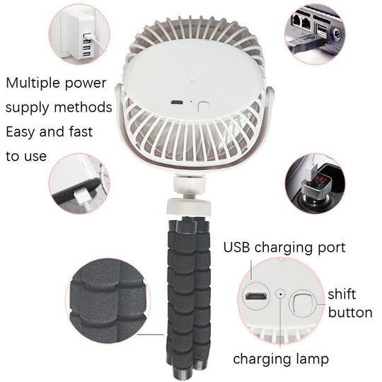 Bærbar Håndholdt USB Fan til Børnevogne 3