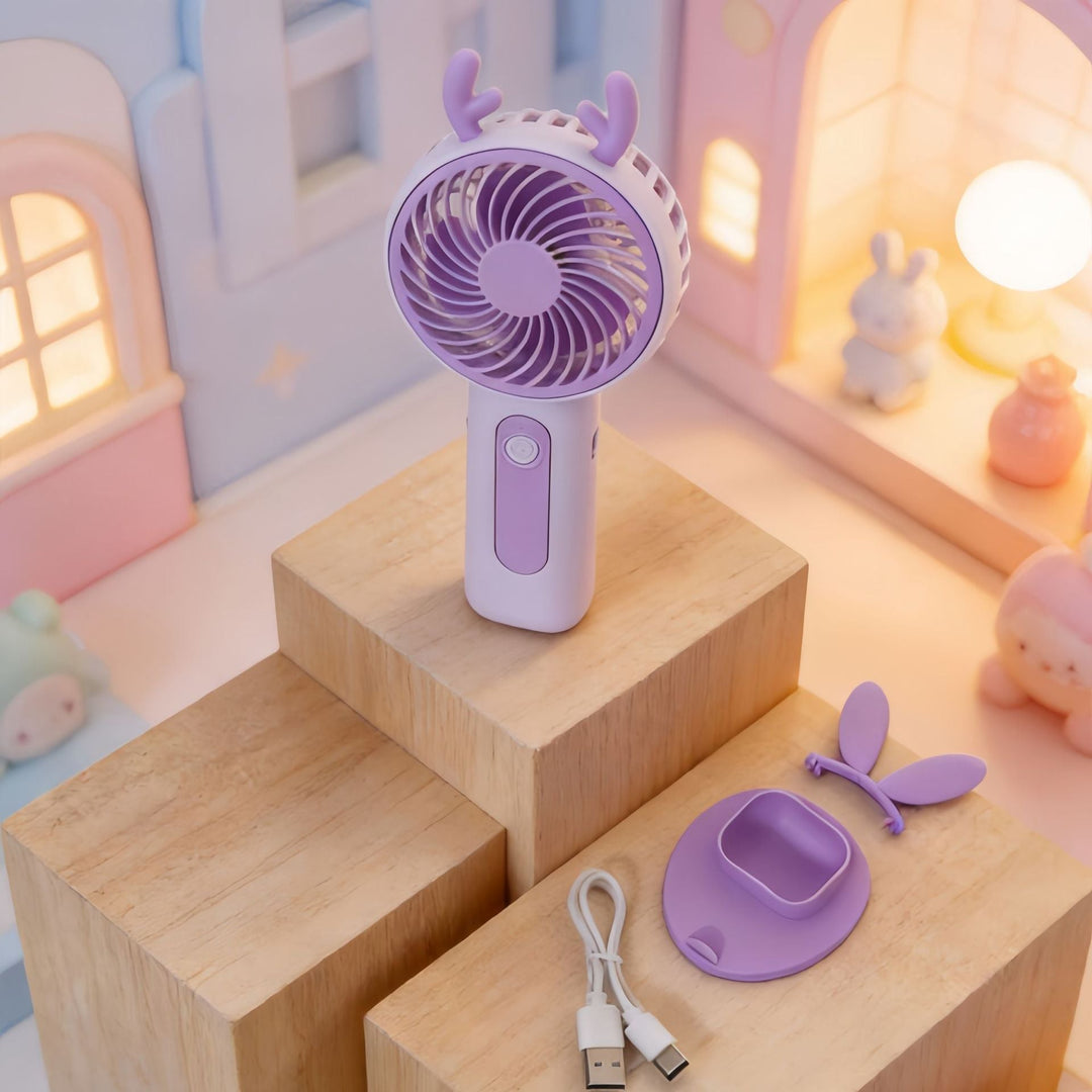 Bærbar Håndventilator med Kanin Design 6