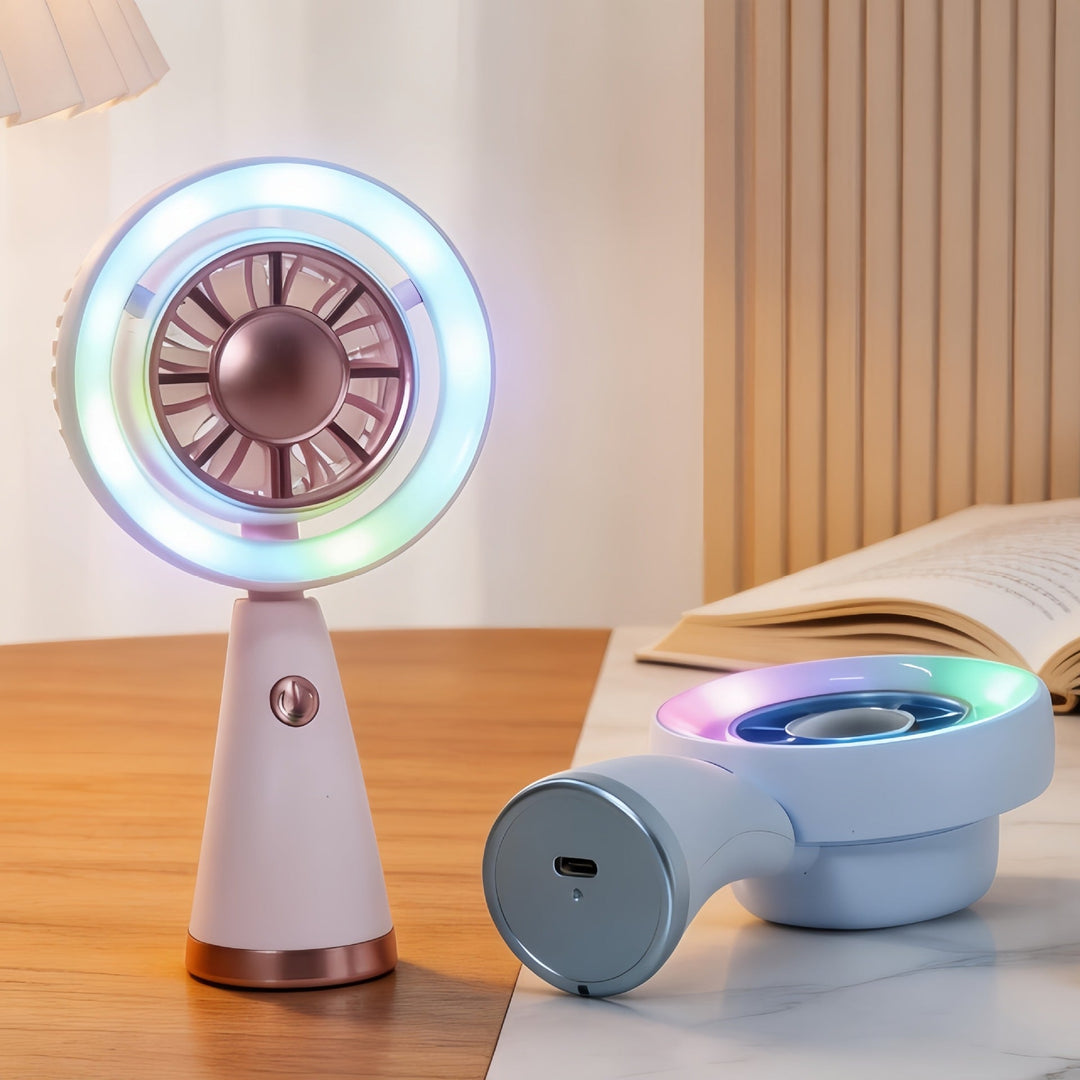 Bærbar Håndventilator med RGB Belysning til Kvinder 4