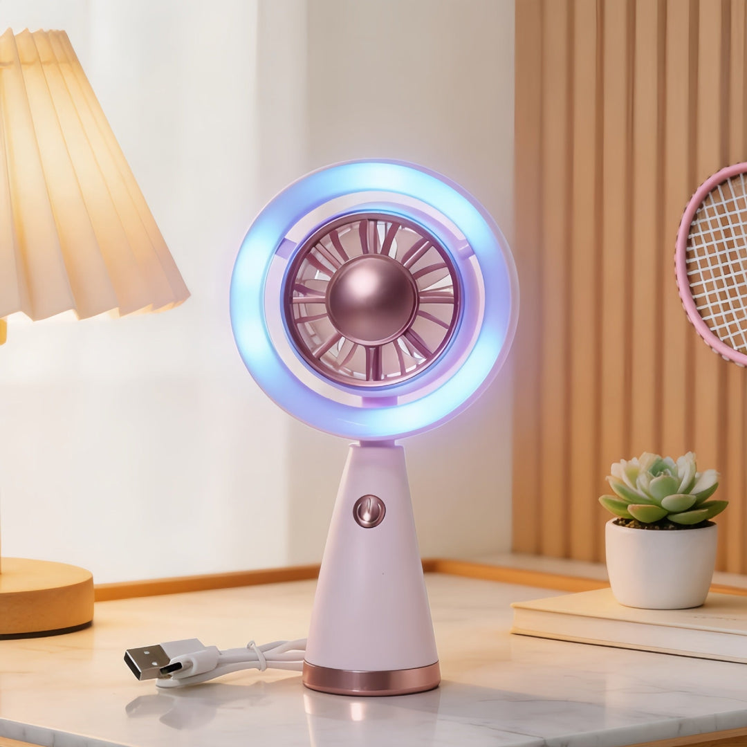 Bærbar Håndventilator med RGB Belysning til Kvinder 5