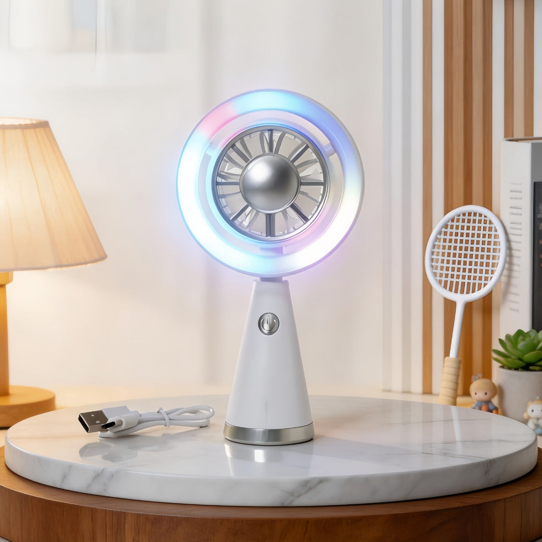 Bærbar Håndventilator med RGB Belysning til Kvinder 6