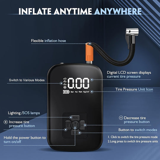 Bærbar Luftkompressor Digital med LED-lys til Mænd og Kvinder 2