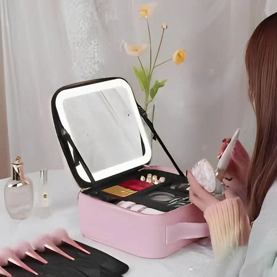 Bærbar Makeuptaske med LED-spejl 2