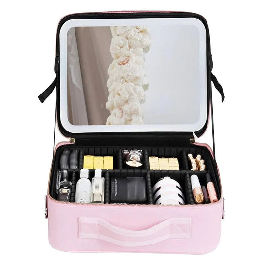 Bærbar Makeuptaske med LED-spejl 3