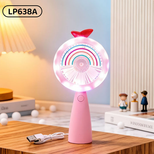 Bærbar USB Håndventilator med LED Belysning 5