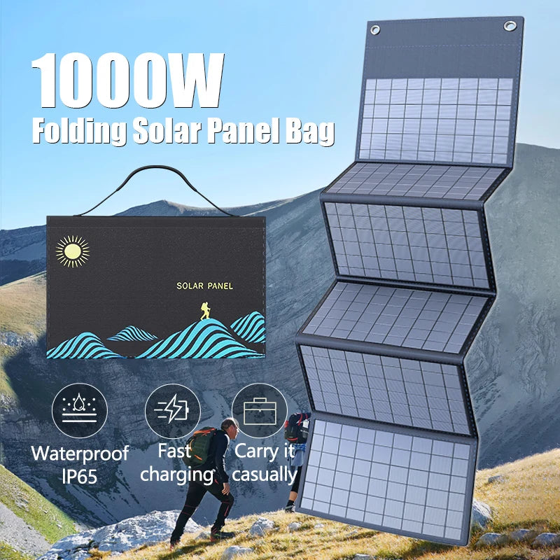 Bærbart Foldbart Solpanel med USB og DC Output til Campingvogn og Udendørs Brug 0