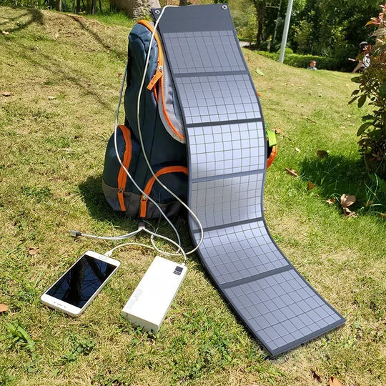 Bærbart Foldbart Solpanel med USB og DC Output til Campingvogn og Udendørs Brug 1