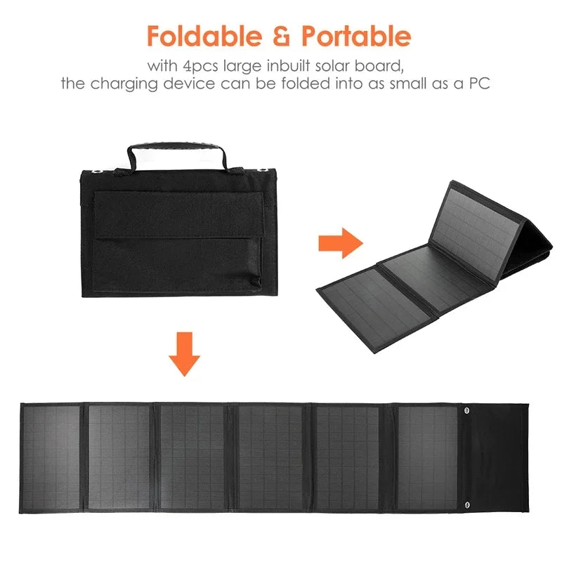 Bærbart Foldbart Solpanel med USB og DC Output til Campingvogn og Udendørs Brug 3