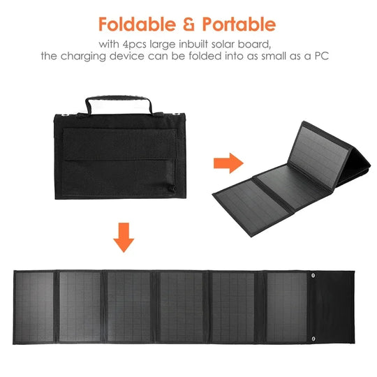 Bærbart Foldbart Solpanel med USB og DC Output til Campingvogn og Udendørs Brug 3