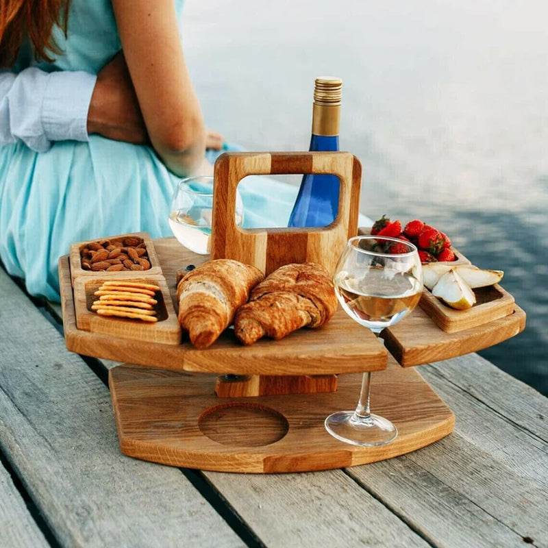 Bærbart Picnic Bord til Udendørs Brug Med Vinglas Holder 2