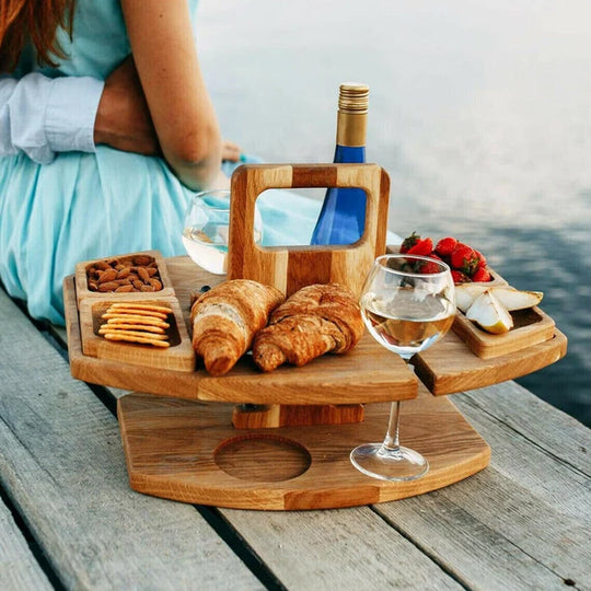 Bærbart Picnic Bord til Udendørs Brug Med Vinglas Holder 2