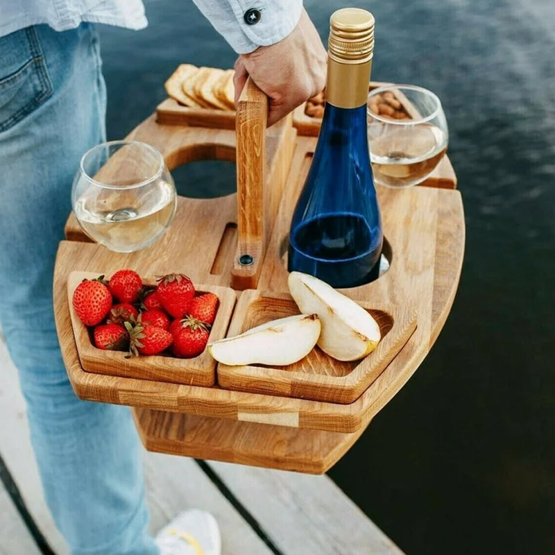 Bærbart Picnic Bord til Udendørs Brug Med Vinglas Holder 3