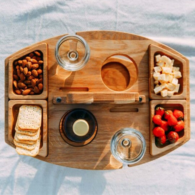 Bærbart Picnic Bord til Udendørs Brug Med Vinglas Holder 4
