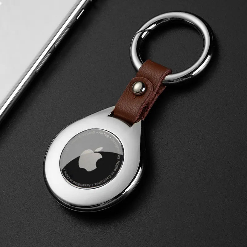 Beskyttelsesetui til Apple Airtags i Læder Metal 1