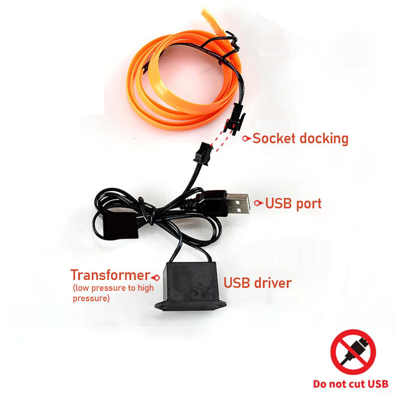 Bil Neon Lys Sæt Tilpasseligt USB Lyskabel 5m 7