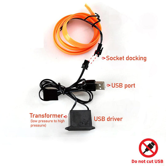 Bil Neon Lys Sæt Tilpasseligt USB Lyskabel 5m 7