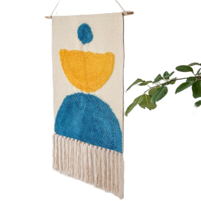 Boho Håndvævet Gobelin med Kvaster 0