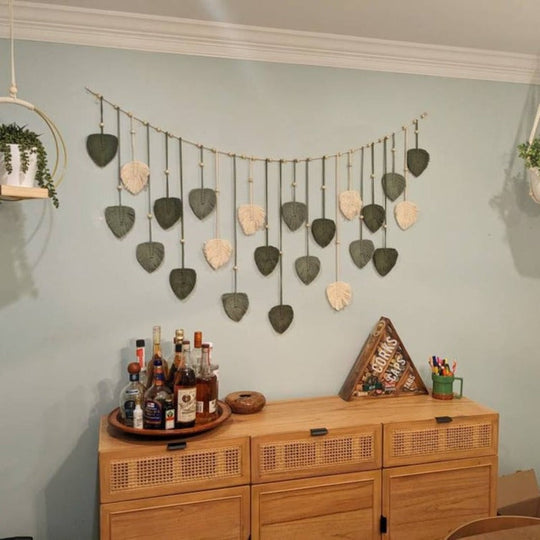 Boho Macrame Leaves Garland til Indretning 7