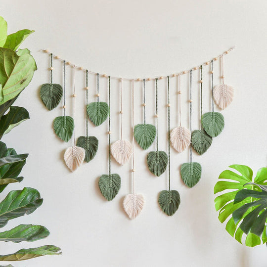 Boho Macrame Leaves Garland til Indretning 8