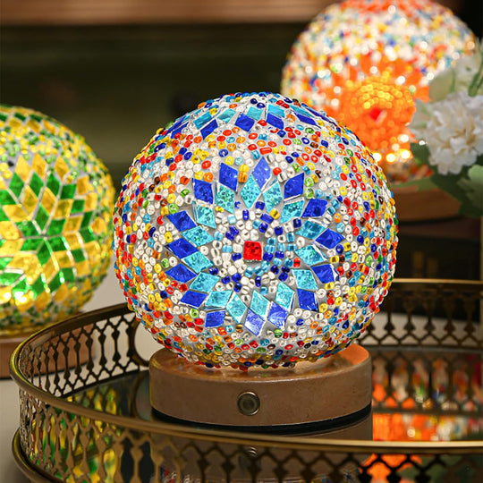 Boho Mosaik Glas Natlampe 3