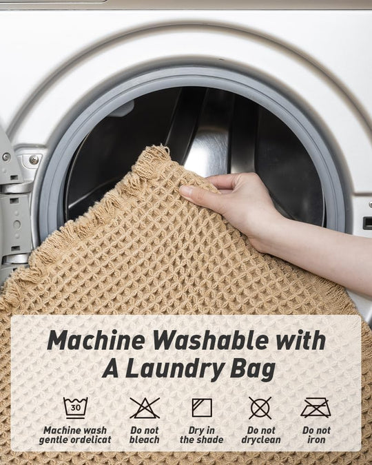 Boho Vaffelløber Tæppe til Badeværelse og Køkken 2