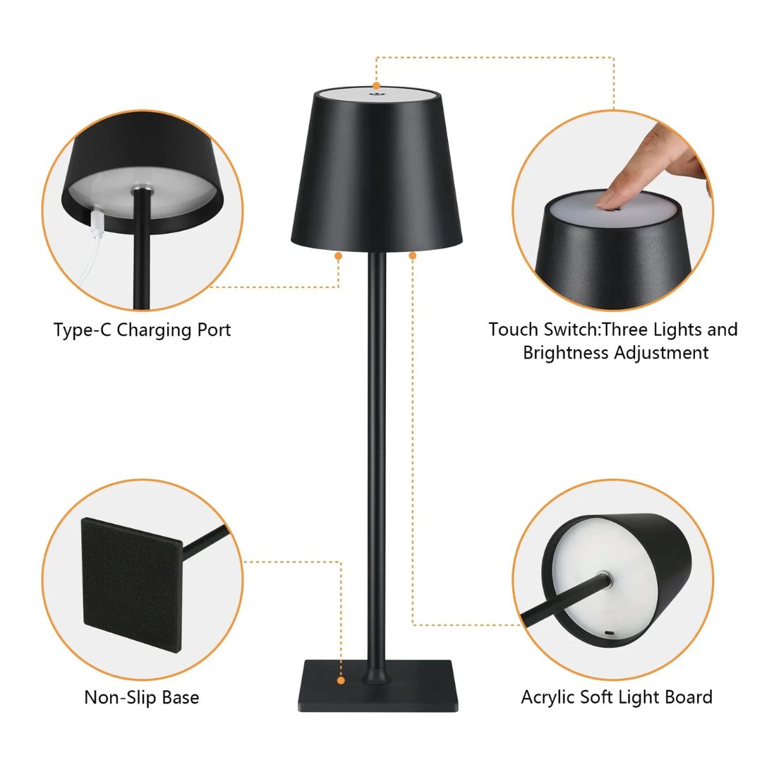 Bordlampe med USB-opladning og moderne design 3