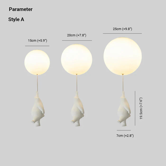 Børnelampe Hænge med Bjørn og Ballon Design 5