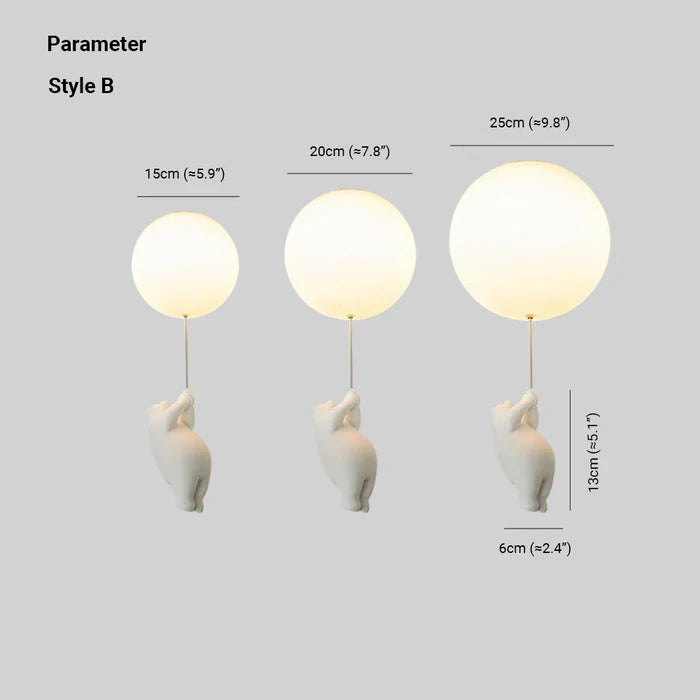 Børnelampe Hænge med Bjørn og Ballon Design 6