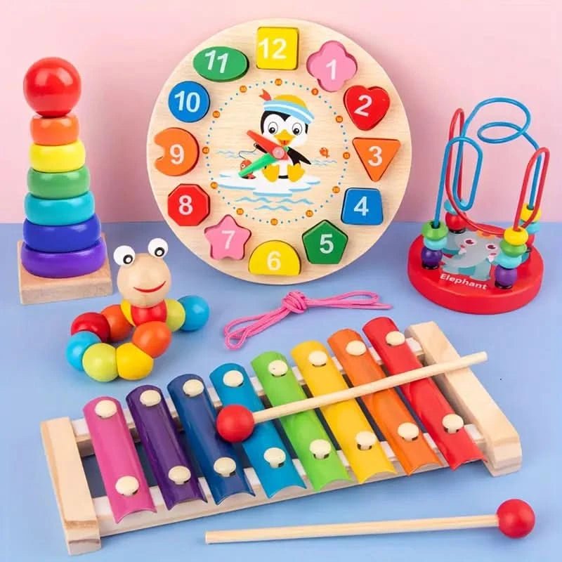 Børns 5-i-1 Montessori Legetøj Sæt til Kreativ Leg og Tidlig Udvikling 2