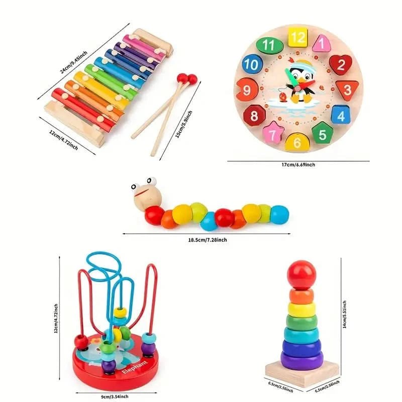 Børns 5-i-1 Montessori Legetøj Sæt til Kreativ Leg og Tidlig Udvikling 5
