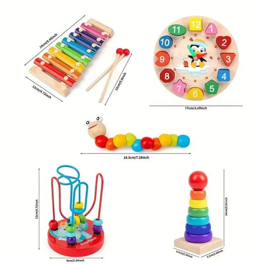Børns 5-i-1 Montessori Legetøj Sæt til Kreativ Leg og Tidlig Udvikling 5
