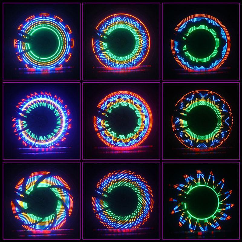 Børns Cykellys med RGB LED Mønstre 8