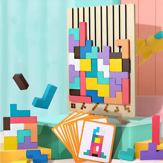 Børns Montessori Tetris Stablespil 0