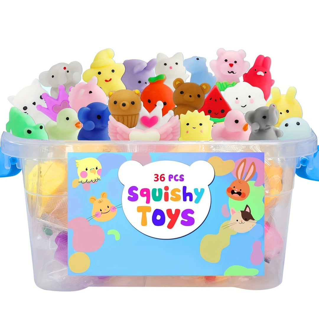 Børns Squishy Dyrelegetøj Sæt - 36 Farverige Dyr til Leg og Afslapning 0