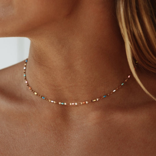 Choker Halskæde i Flerfarvet Design 0