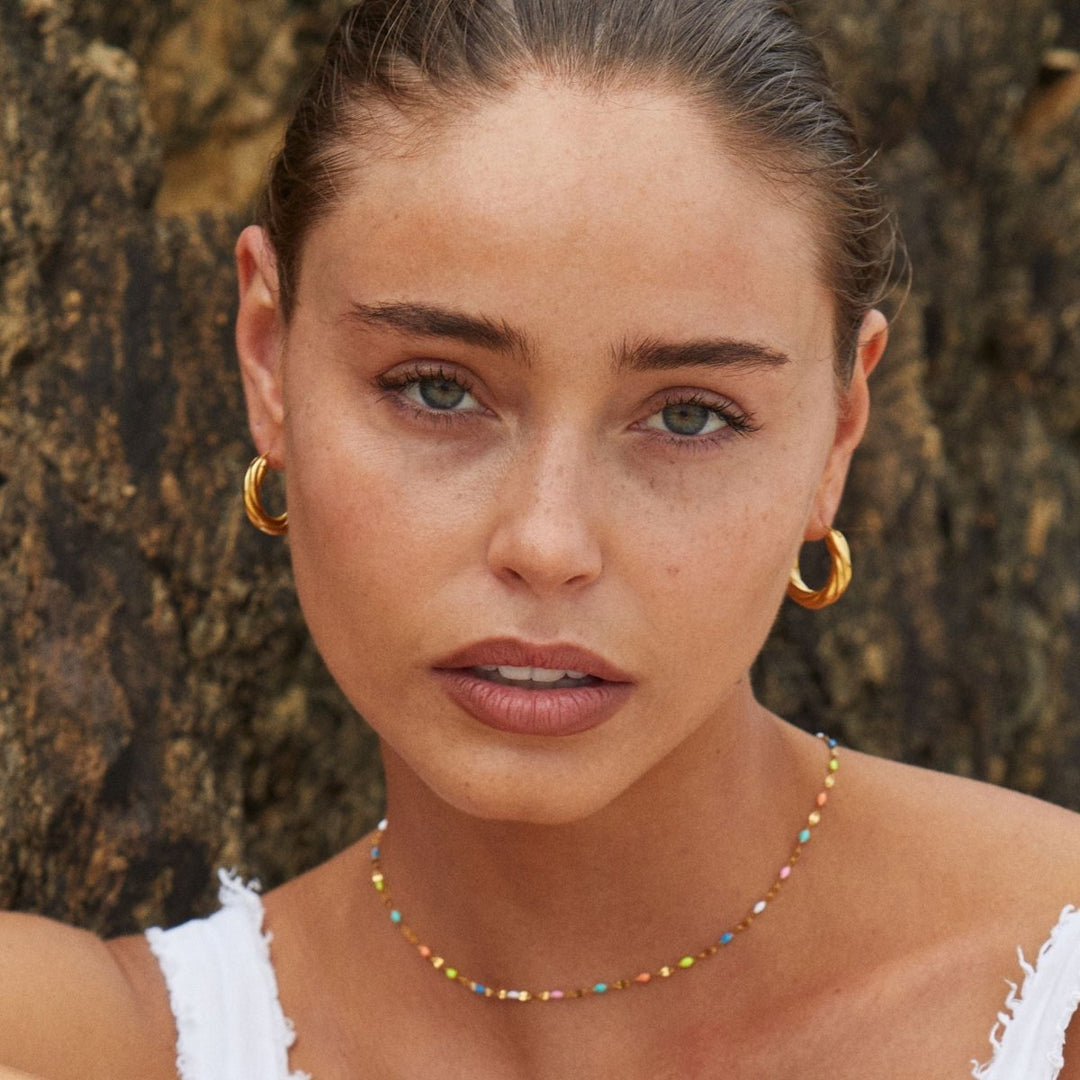 Choker Halskæde i Flerfarvet Design 1