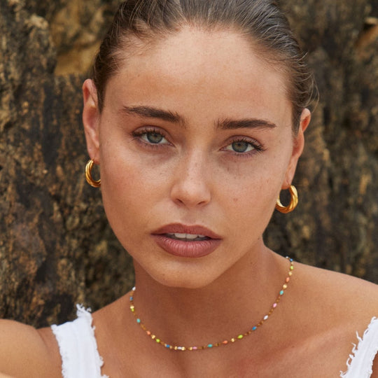 Choker Halskæde i Flerfarvet Design 1