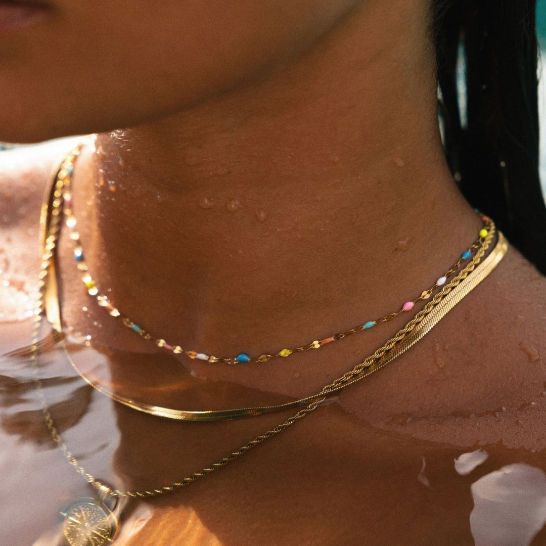 Choker Halskæde i Flerfarvet Design 2