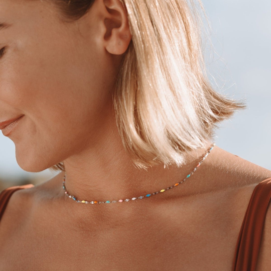 Choker Halskæde i Flerfarvet Design 4