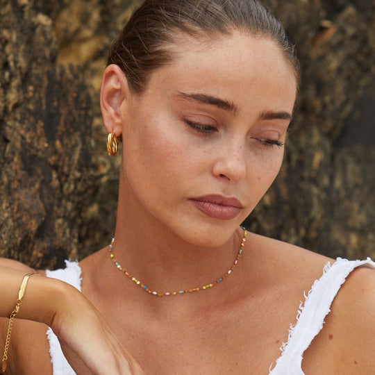 Choker Halskæde i Flerfarvet Design 7