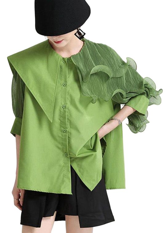 Dame Asymmetrisk Design Bluse med Halve Ærmer 0